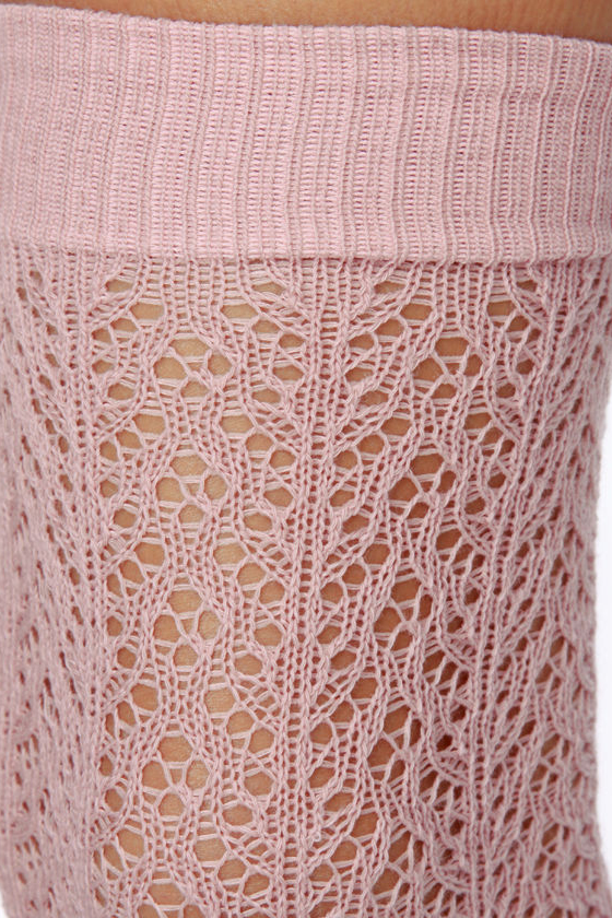 Tabbisocks Kawaii Crocheted Knee High Dusty Pink Socks