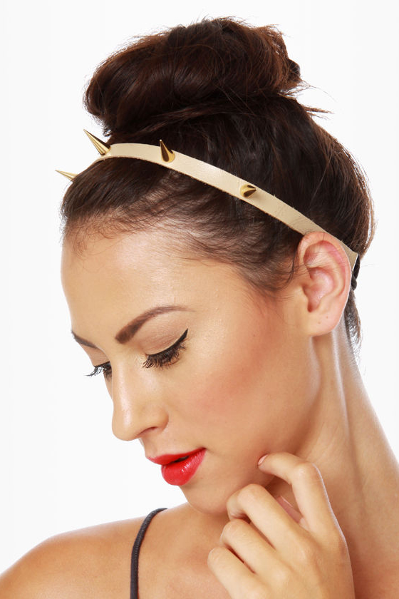 Spike\'s Peak Beige and Gold Headband