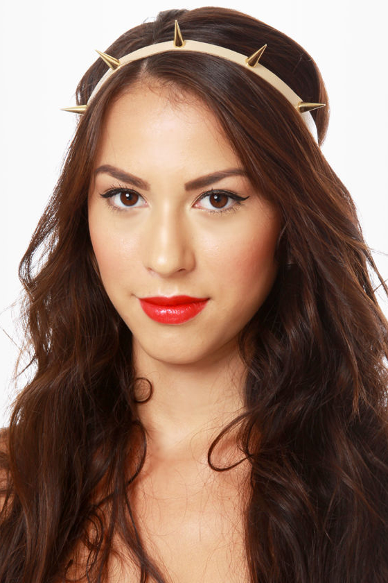 Spike\'s Peak Beige and Gold Headband