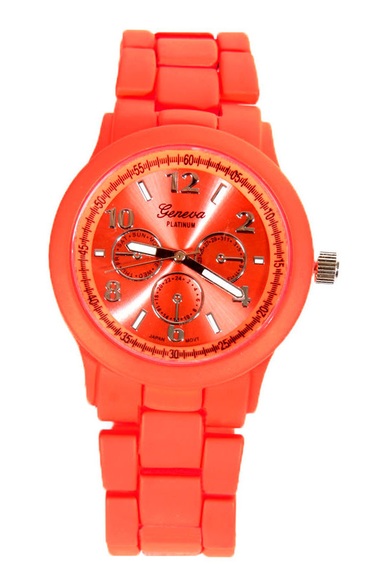 Eye on the Time Neon Coral Watch