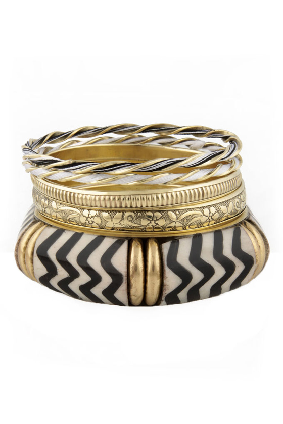 Zebra-cadabra Gold and Black Bangle Set