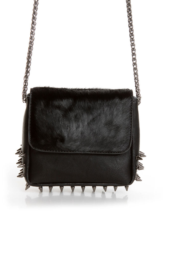 Spike Cake Black Leather Purse