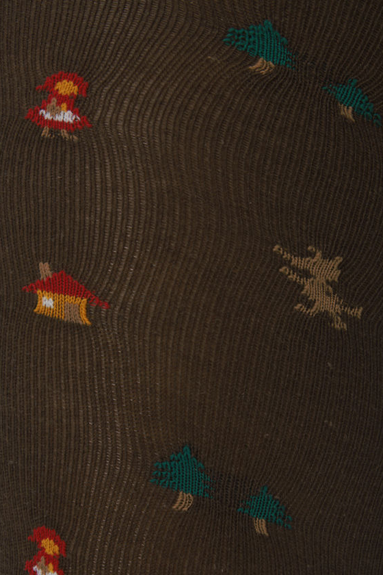 Tabbisocks Hoodwinked Print Brown Tights