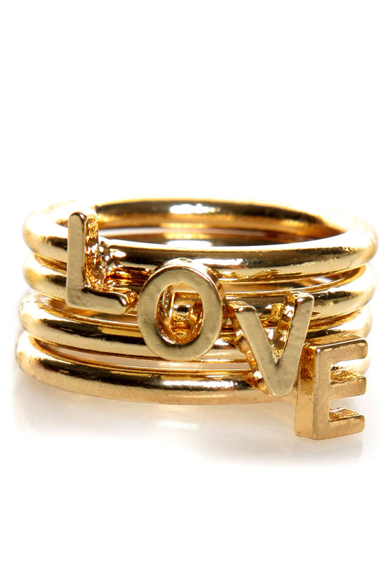 Zad All You Need is Love Gold Stacking Rings