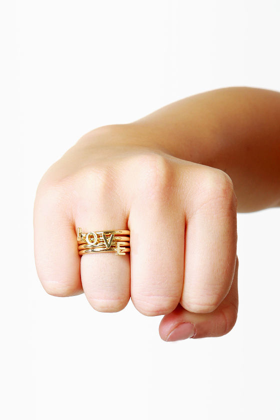 Zad All You Need is Love Gold Stacking Rings