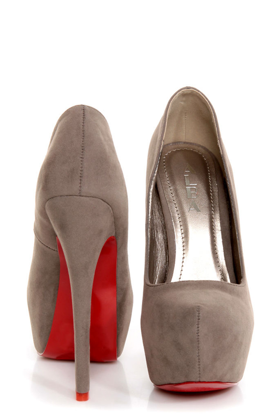 Mystic Grey Red-Soled Platform Pumps