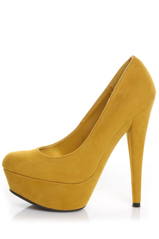 mustard yellow platform heels