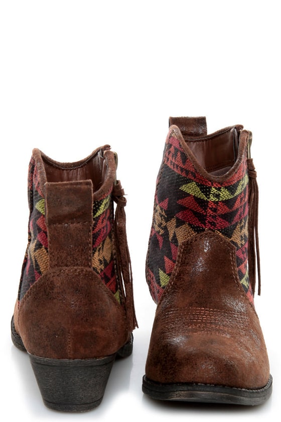 Big Buddha Wendy Brown Multi Southwest Ankle Boots