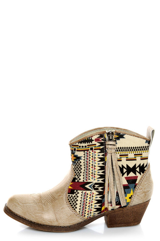 Big Buddha Wendy Natural Multi Southwest Ankle Boots