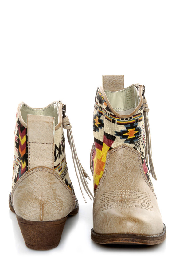 Big Buddha Wendy Natural Multi Southwest Ankle Boots