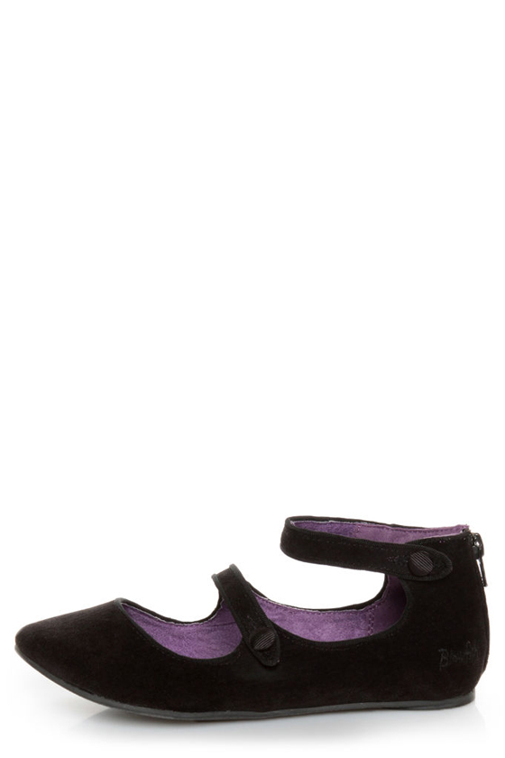 Blowfish Neo Black Corduroy Double Mary Jane Ballet Flats