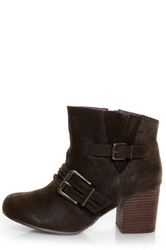 Blowfish Tarta Dark Brown Belted Ankle Boots