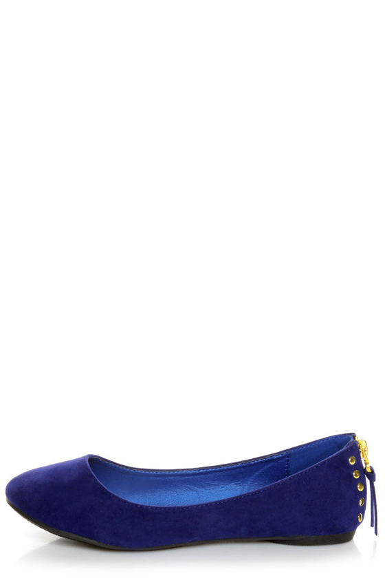 Doby 6 Royal Blue Studded Heel Zipper Ballet Flats