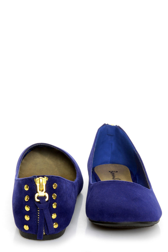 Doby 6 Royal Blue Studded Heel Zipper Ballet Flats