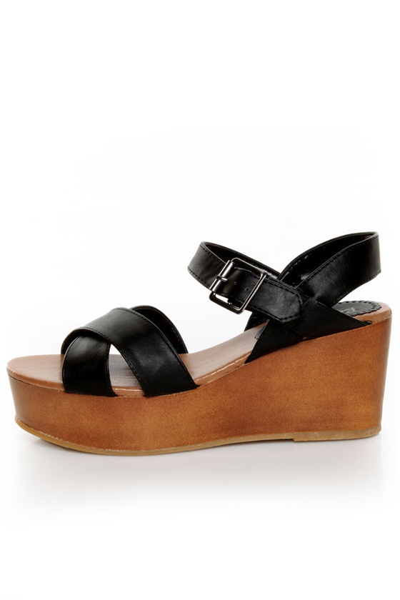 Bonnibel Elmo Black Platform Wedge Sandals