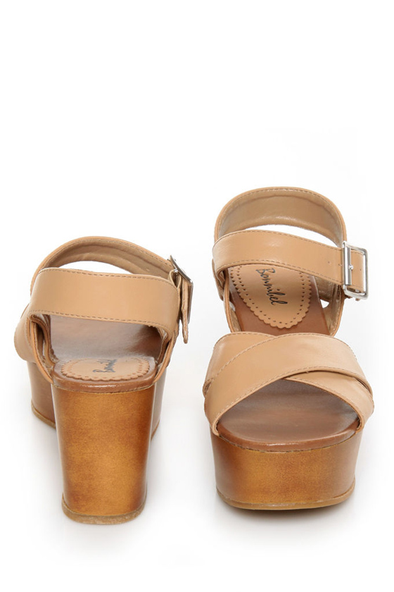 Bonnibel Elmo Camel Platform Wedge Sandals