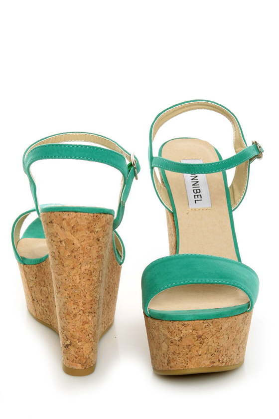 Bonnibel Hot 1 Sea Green Cork Wedge Sandals