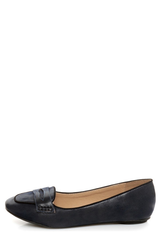 Bamboo Alive 04 Navy Blue Penny Loafers