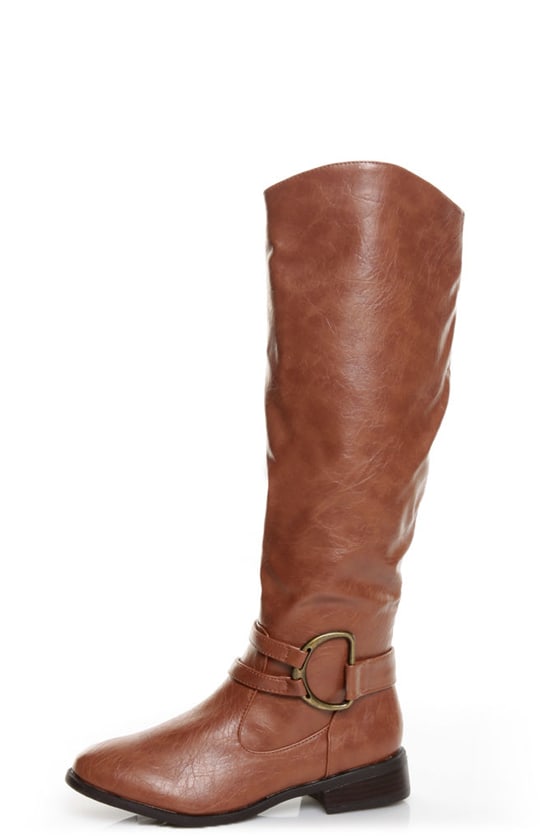 Bamboo Asiana 42 Chestnut Brown Belted Riding Boots