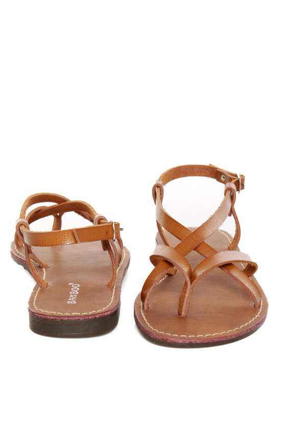 Bamboo Cable 03 Chestnut Strappy Thong Sandals