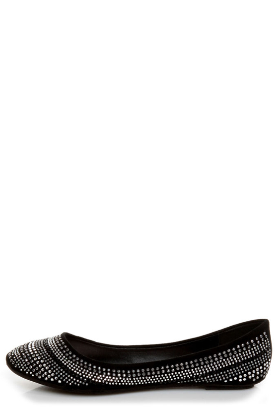 Bamboo Crush 20 Black Rhinestone-Studded Ballet Flats