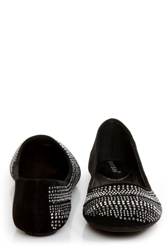Bamboo Crush 20 Black Rhinestone-Studded Ballet Flats