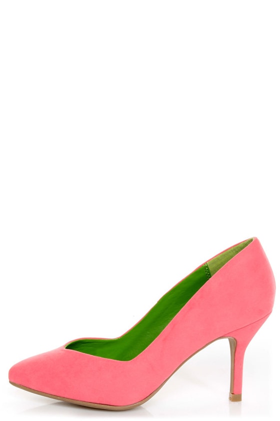 coral pointed heels