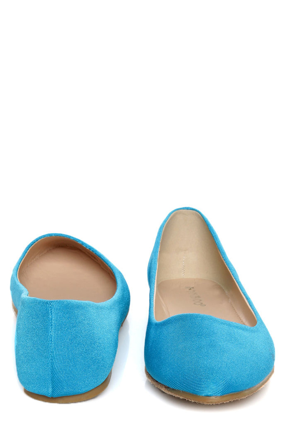 Bamboo Jump 01P Blue Lycra Pointed Flats