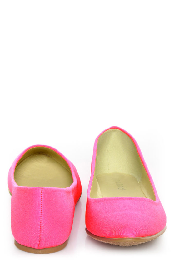 Bamboo Jump 01P Neon Pink Lycra Pointed Flats