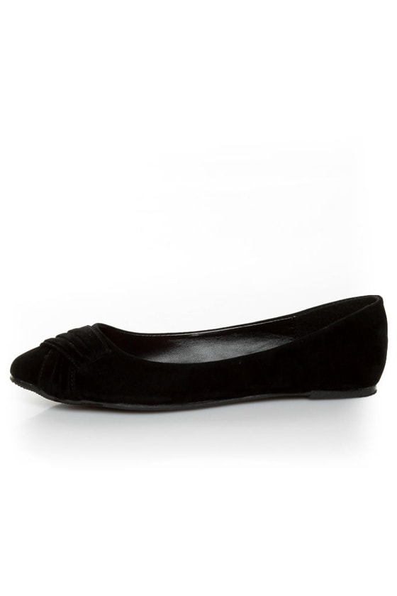 Bamboo Jump 29 Black Velvet Ruched Ballet Flats - $24.00 - Lulus