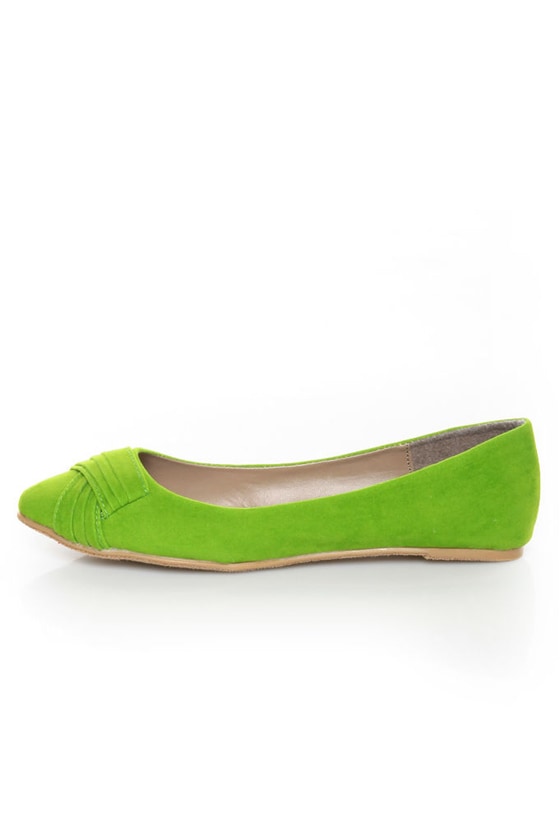Bamboo Jump 29 Green Velvet Ruched Ballet Flats - $24.00 - Lulus