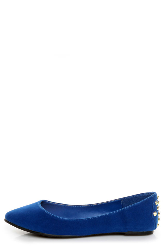 Bamboo Jump 32 Blue Heel-Studded Pointed Flats