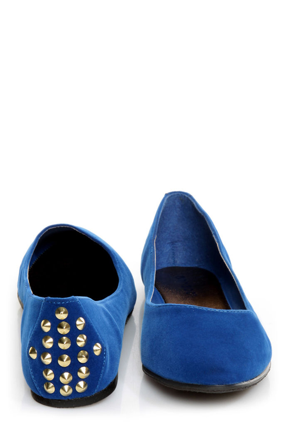 Bamboo Jump 32 Blue Heel-Studded Pointed Flats