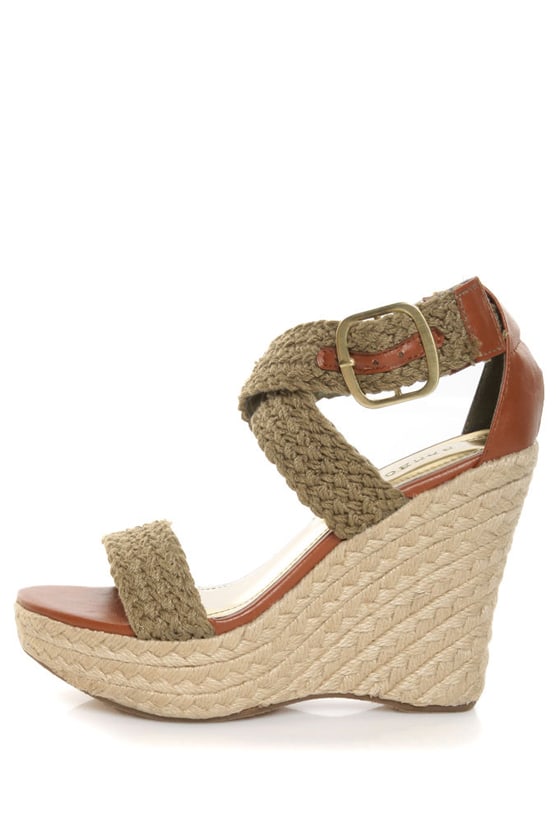 Bamboo Leanne 35 Olive Woven Espadrille Wedges - $33.00 - Lulus