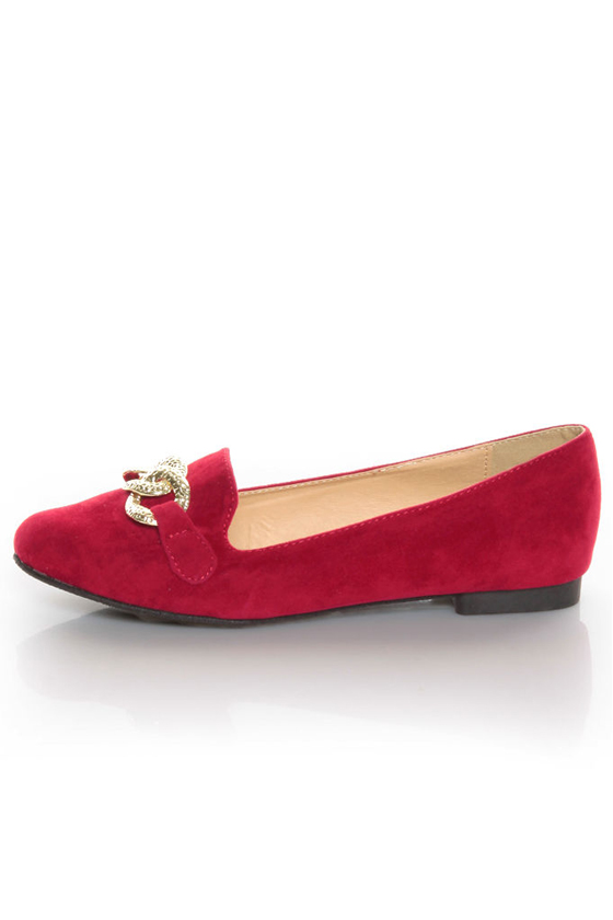 Bamboo Mansion 14 Red Chain Smoking Slipper Flats