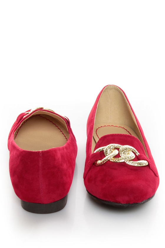 Bamboo Mansion 14 Red Chain Smoking Slipper Flats