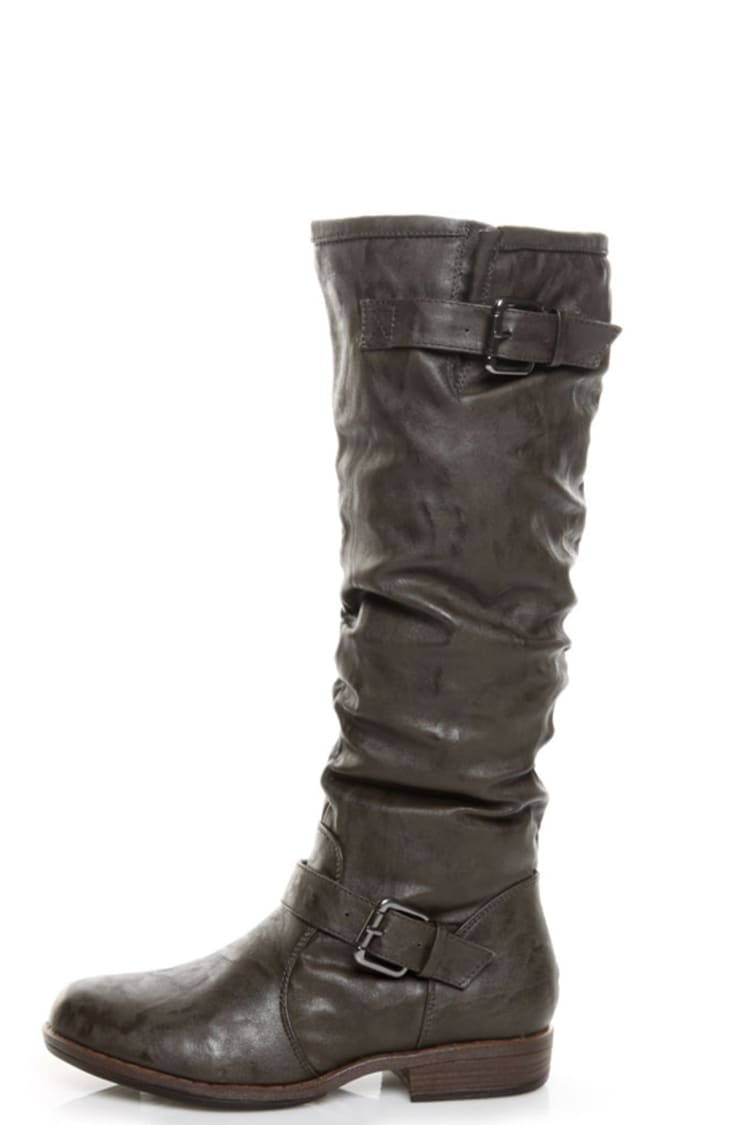 Bamboo Montage 02 Olive Green Slouchy Riding Boots