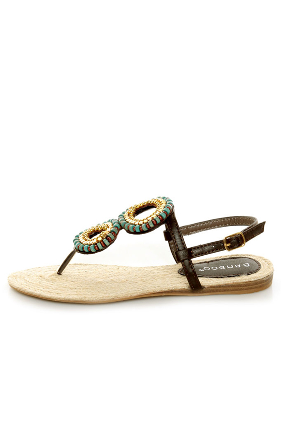 Bamboo Moxi 01 Brown Bead Circle Thong Sandals