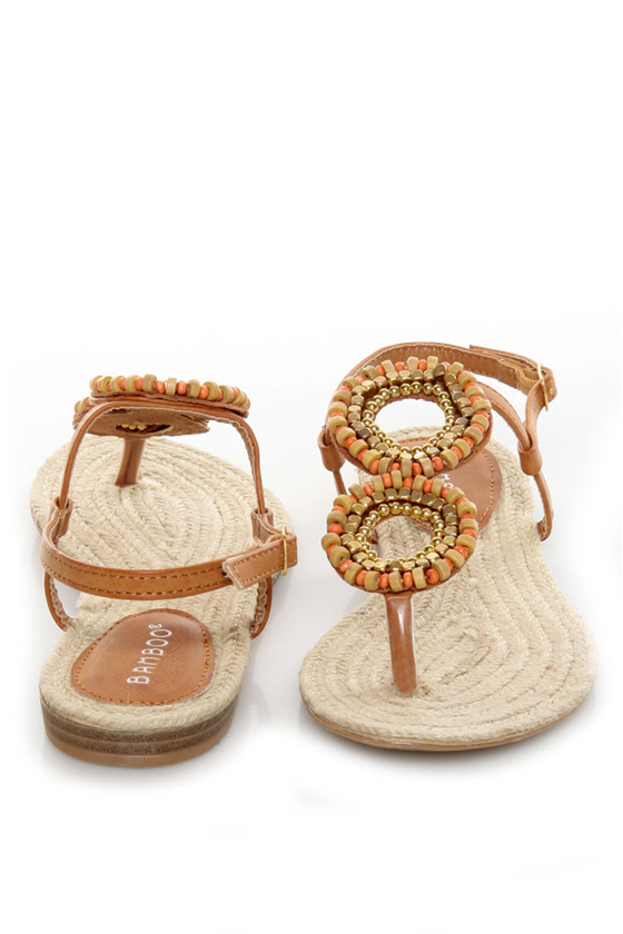 Bamboo Moxi 01 Chestnut Bead Circle Thong Sandals