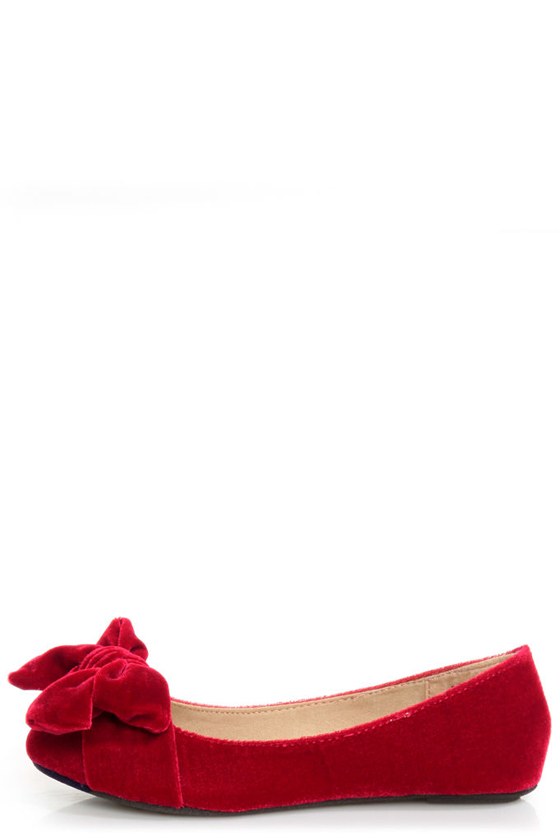 red ballet flats with bow
