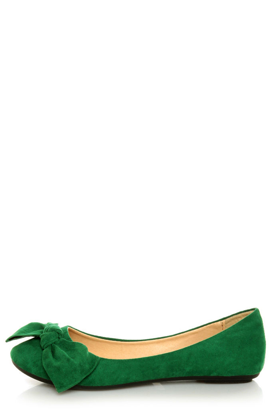 Bamboo Sami 10A Green Side Bow Ballet Flats