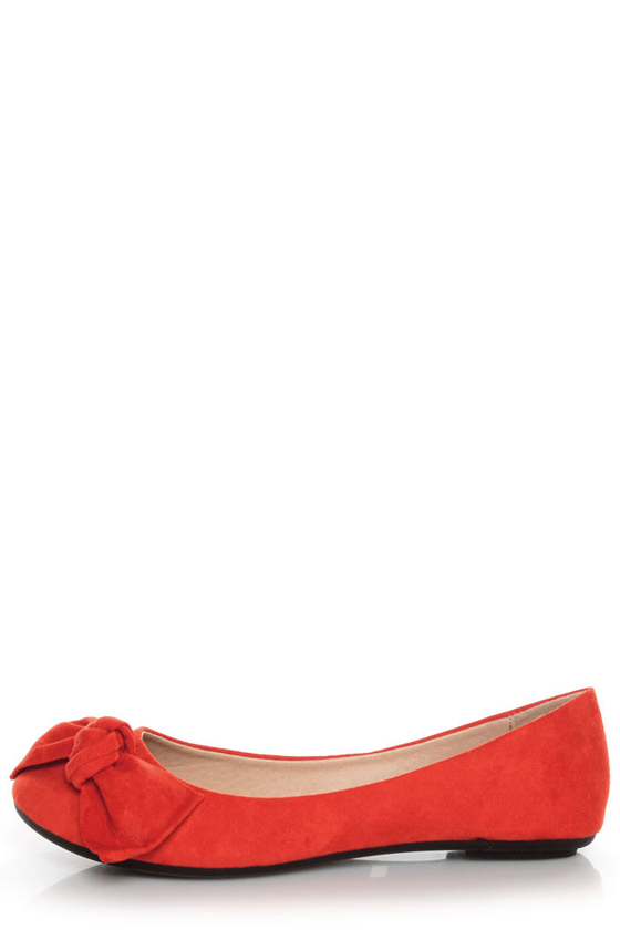 Bamboo Sami 10A Rust Orange Side Bow Ballet Flats