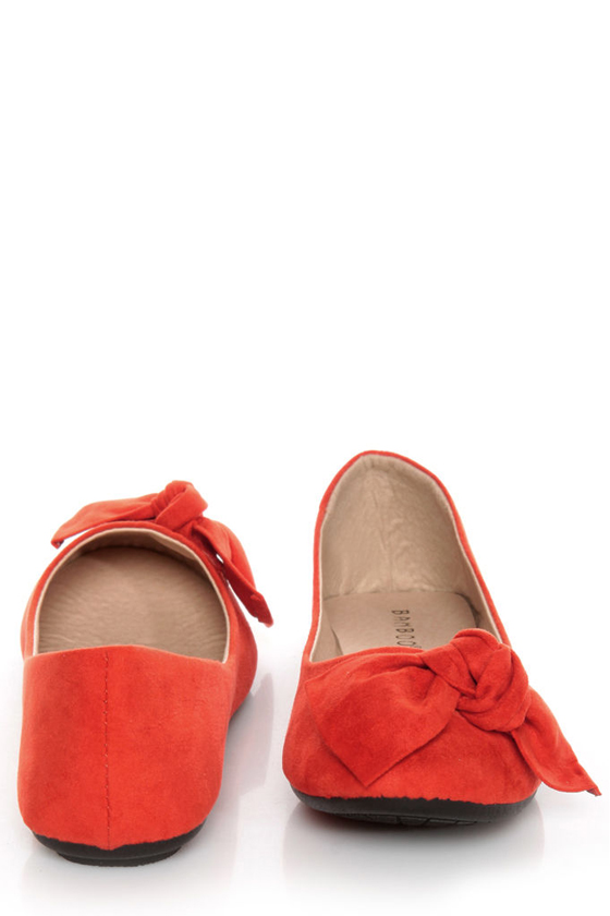 Bamboo Sami 10A Rust Orange Side Bow Ballet Flats