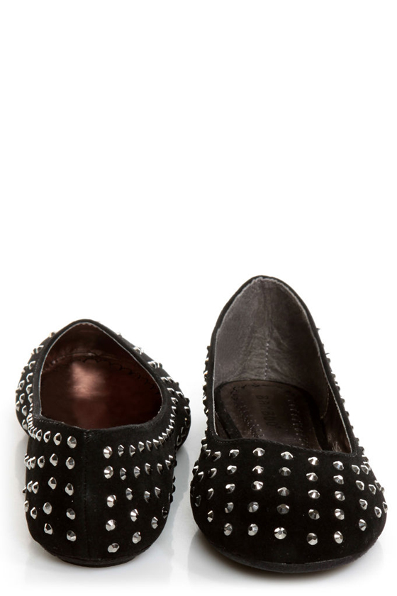 Bamboo Sami 25 Black Rhinestone-Studded Ballet Flats