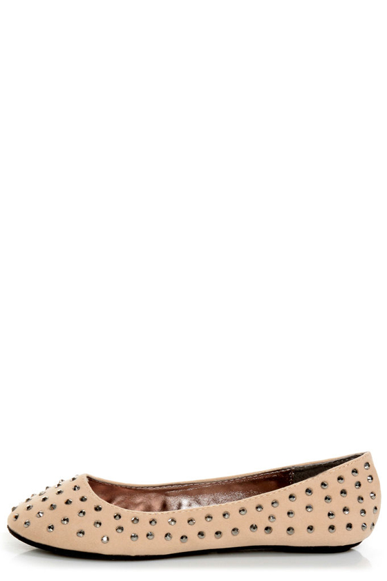 Bamboo Sami 25 Nude Rhinestone-Studded Ballet Flats