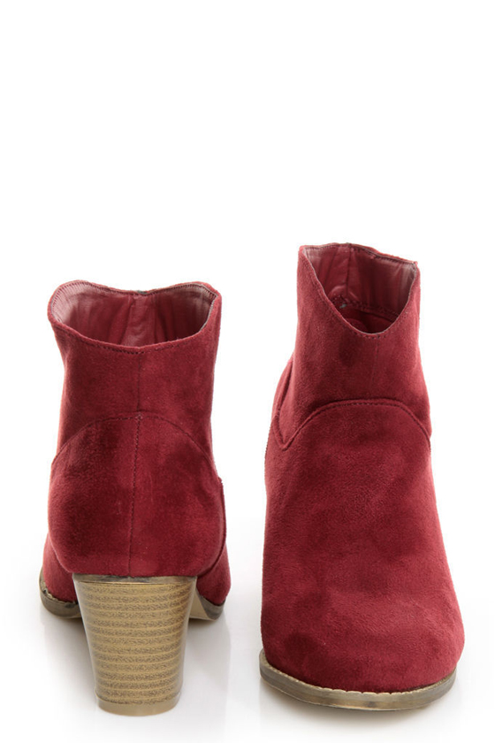 Bamboo Saratoga 01 Wine Red Ankle Booties