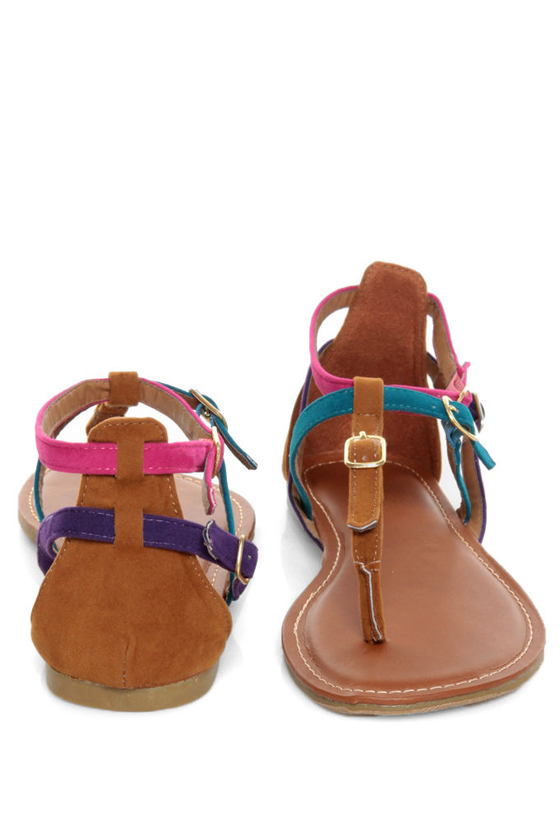 Bamboo Sloane 08 Chestnut Multi Buckle Bash Thong Sandals