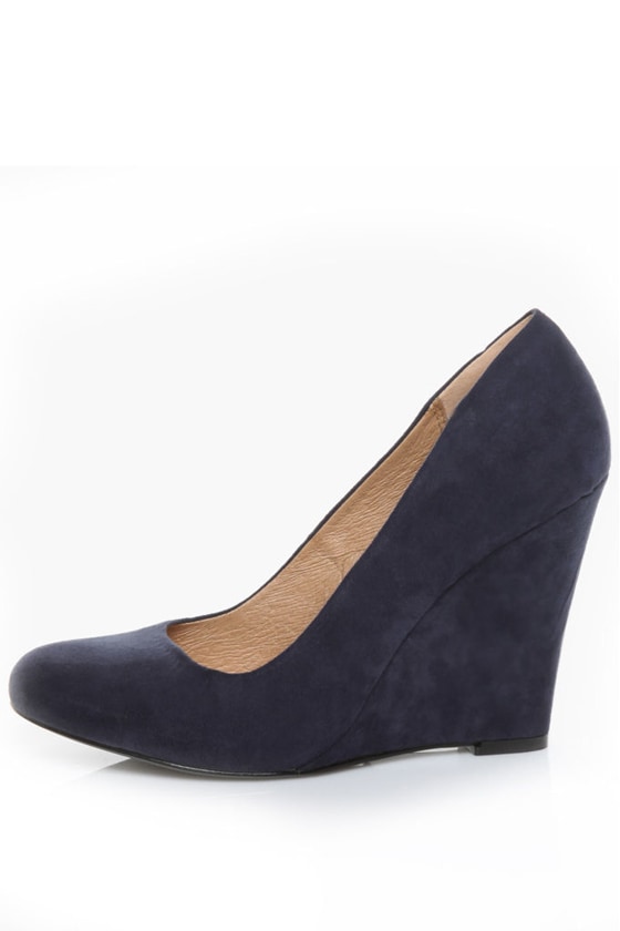 Chelsea Crew Colette Navy Micro Suede Wedges - $63.00