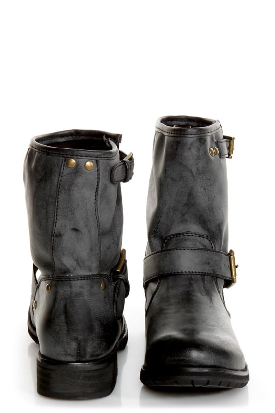 black slouch ankle boots womens