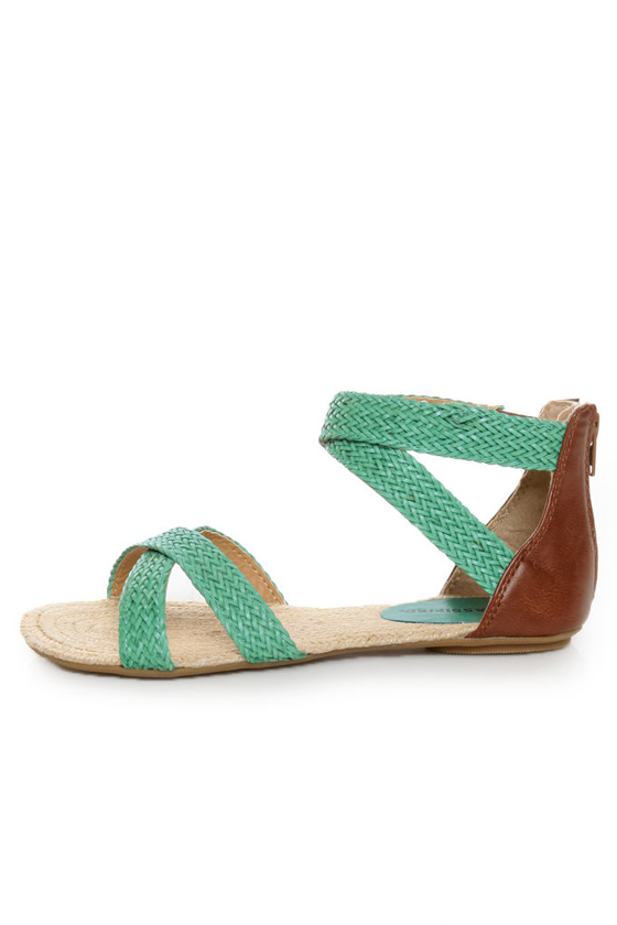 City Classified Fazan Teal Braided Flat Sandals